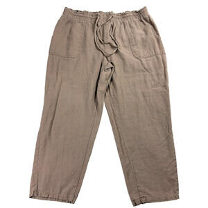 NYCC Pants Womens 10 Linen Drawstring Relaxed Fit Brown Casual Summer Wear!